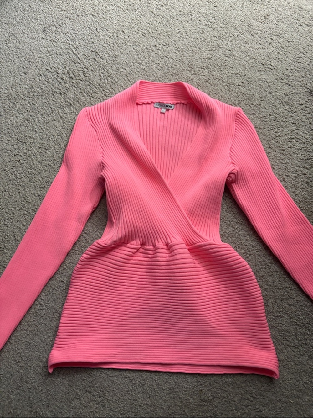 Fashion Nova Pink Ribbed V-Neck Wrap Sweater💕